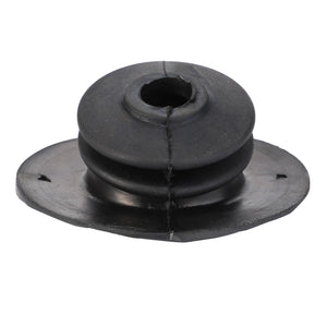 The AGCO | RUBBER SHIELD - V30930600 from AGCO is a black rubber grommet featuring a central hole and a flanged base. No current product description information is available.