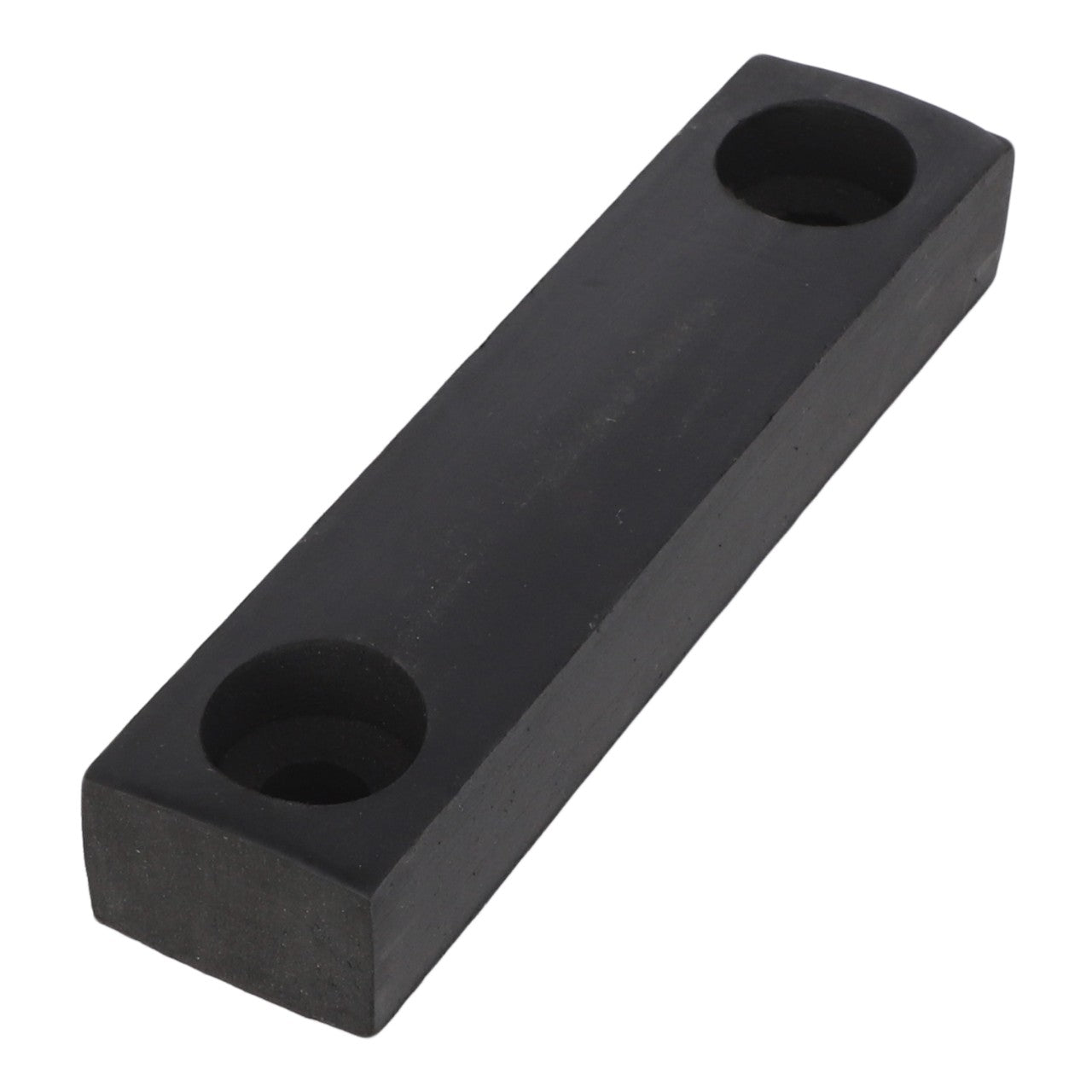 A rectangular black rubber block with rounded holes at each end, known as the AGCO | RUBBER STOP - BD5878 from the AGCO brand, for which no current product description information is available.