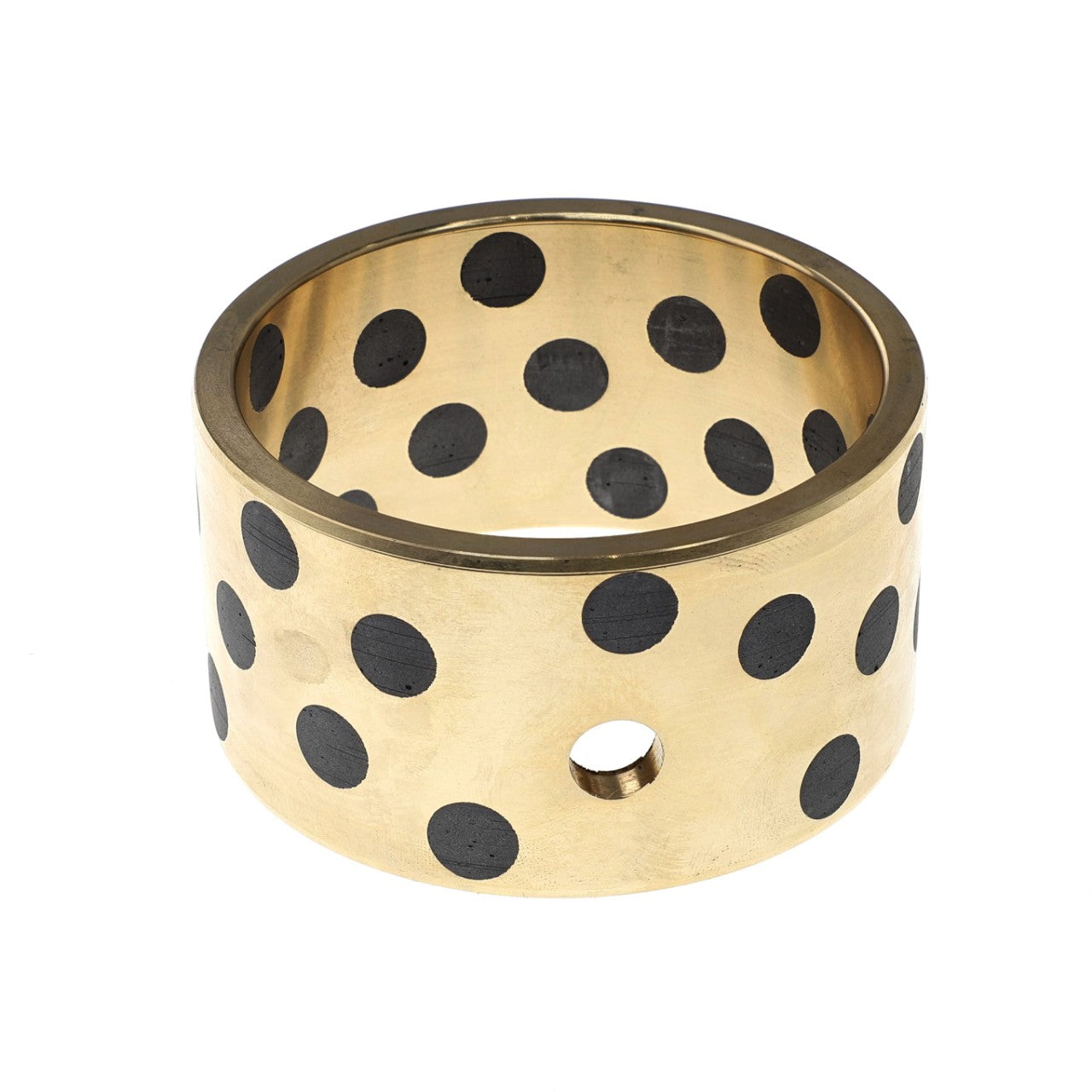 AGCO | Bush - Acx3427760 brass cylindrical bearing with a black polka dot pattern and a small hole, viewed against a plain white background. No current product description information is available.