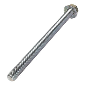 Close-up image of the AGCO Draw Screw - Acw1081330, a metallic fully threaded bolt featuring a hexagonal head and flange, placed on a white background. No current product description information is available.