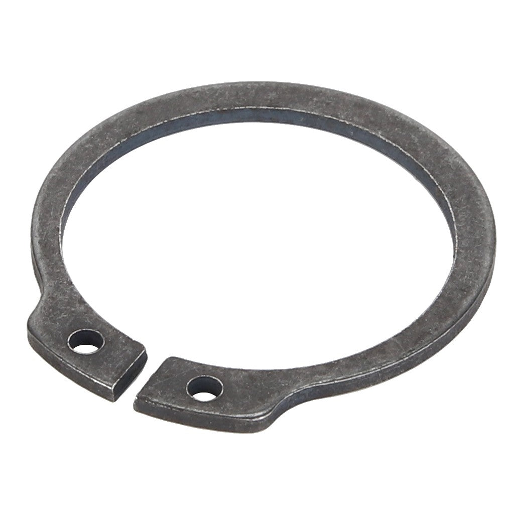 A metallic lock washer from AGCO featuring two small holes near the ends. No current product description available for AGCO | Lock Washer - Fel107365.