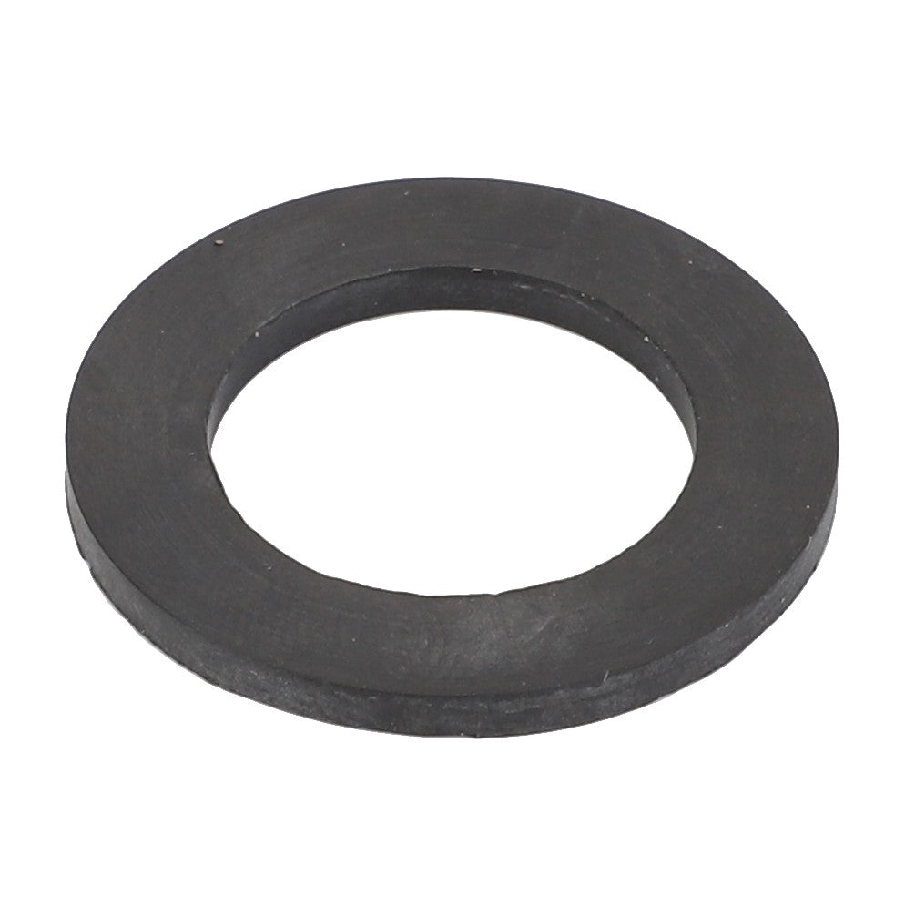 A round, black rubber washer with a circular hole in the center, known as the AGCO Gasket - Acw9353040, is placed against a pristine white background.