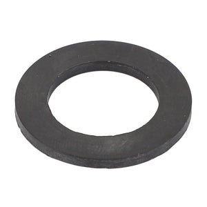 A round, black rubber washer with a circular hole in the center, known as the AGCO Gasket - Acw9353040, is placed against a pristine white background.