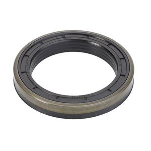 A close-up of the AGCO SHAFT SEAL - F930301020100, a black rubber and metal oil seal ring used in mechanical applications to prevent leakage of lubricants. No current product description information is available.