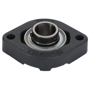 An image showcasing the AGCO BEARING - D41717101 mounted bearing unit, featuring a robust metal inner ring and a sleek black rubber outer casing.