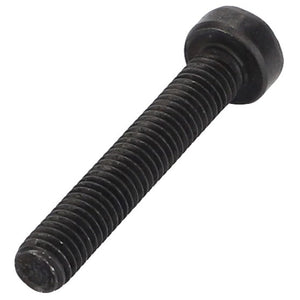 The AGCO | Socket Head Setscrew - Acw0938680 from AGCO is a sleek black setscrew that features a fully threaded shank for secure and precise fastening.