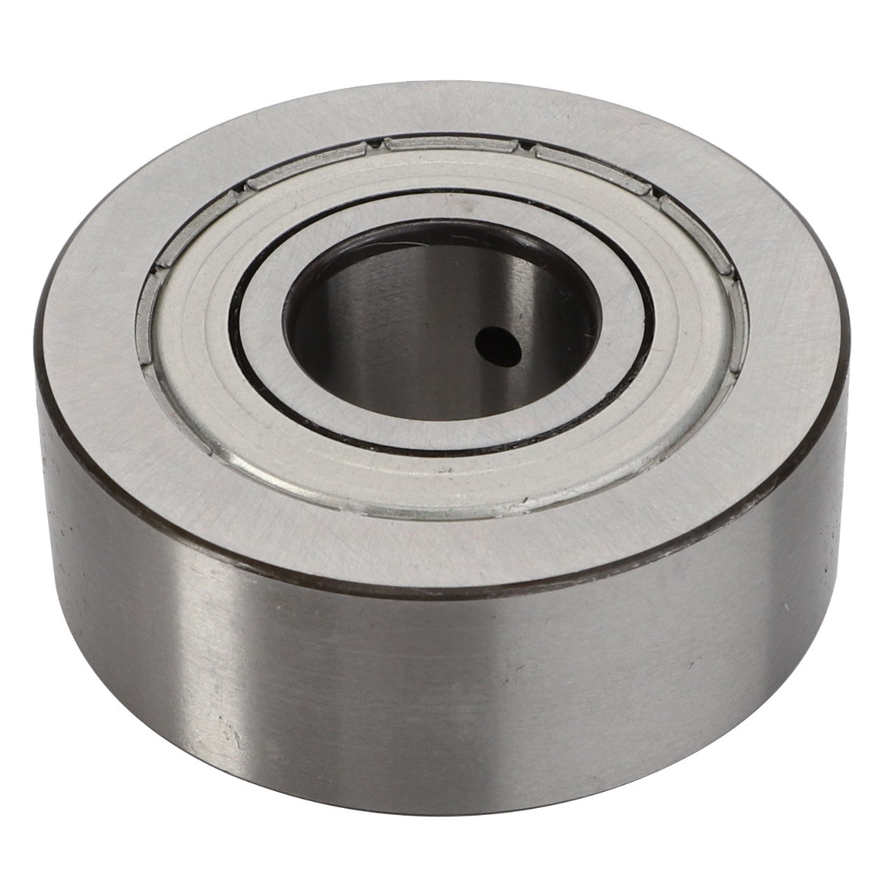 Close-up of the AGCO Ball Bearing - 9-1001-0147-6, featuring a smooth, cylindrical outer surface and an inner ring groove. Ideal for heavy machinery like Valtra or Massey Ferguson tractors.