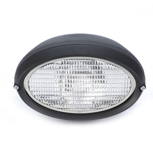 An ideal addition for Valtra Models or Massey Ferguson Models, the AGCO Work Light (Product ID: 4291310M92) features a sleek oval shape, black housing, and a clear textured glass cover. This front work light comes complete with an H3 12V 55W bulb.