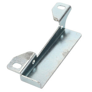 The AGCO | Bracket - Acp0333120 is a metallic L-shaped bracket from AGCO, featuring two mounting holes on each end. It is designed for securing or supporting objects in construction or assembly projects.