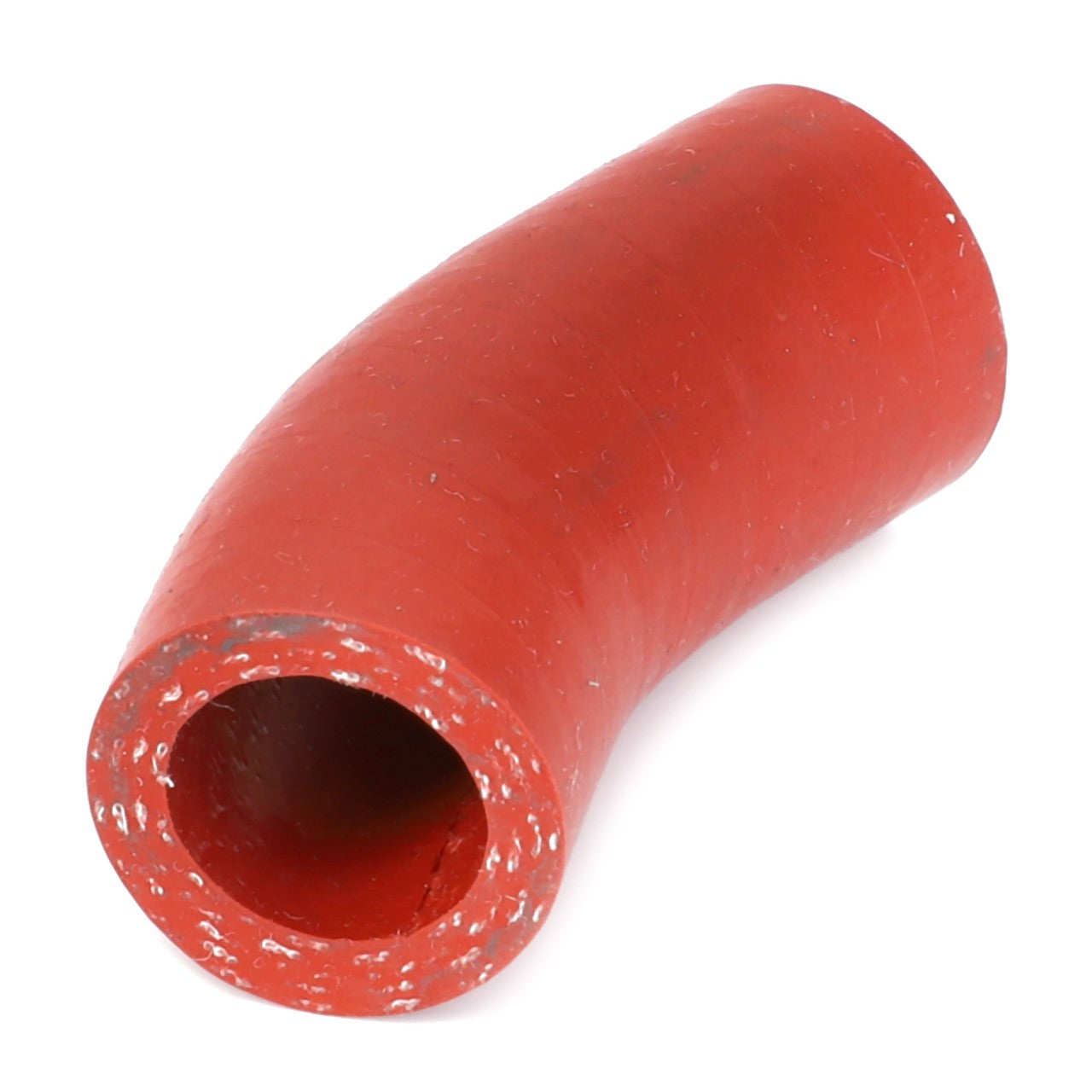 A red, curved cylindrical pipe from AGCO, under the product name AGCO | Rubber Hose - Acw2222970, shows signs of wear at the edges. No current product description information is available.