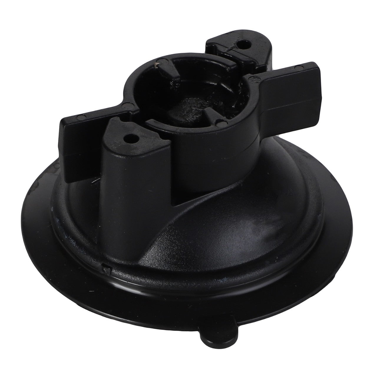 The AGCO | BASE - AG332291 by AGCO is a black plastic mount featuring a suction cup base and three vertical clips, engineered for providing a strong hold on an object.