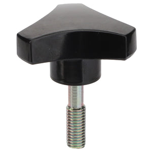 A black, three-pronged knob with a threaded metal stud, compatible with various Fendt models, produced under the product name AGCO | Knob - 3478367M1 by AGCO.