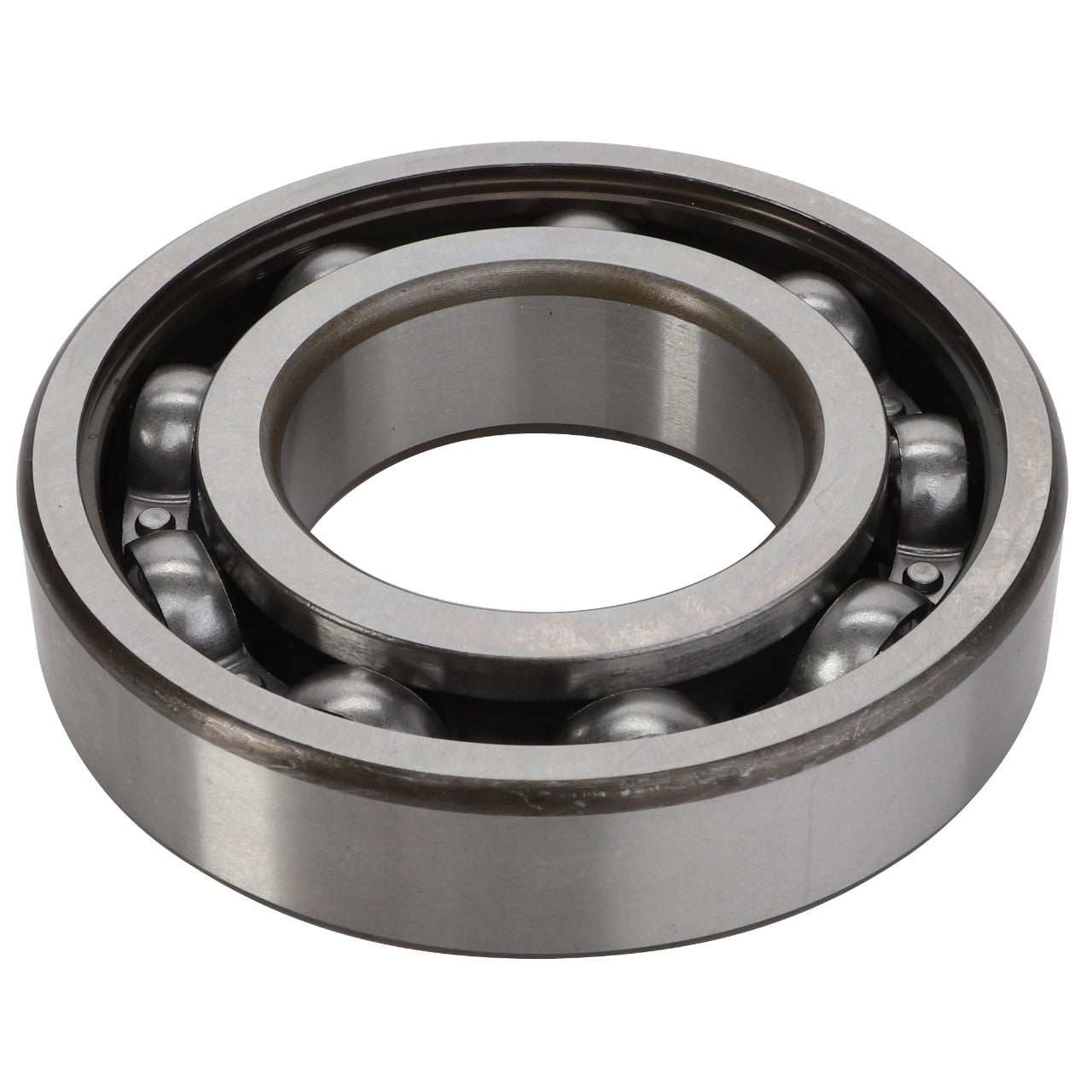 Introducing the AGCO Ball Bearing - Acp0287530: a single-row ball bearing featuring a sleek metallic finish, with durable inner and outer rings encasing precision-engineered steel balls for optimal performance.