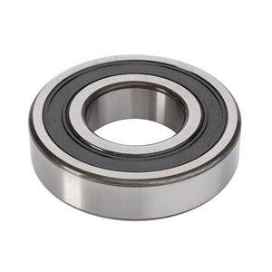 A close-up of the AGCO | Ball Bearing - La28040170, a round, metallic bearing designed by AGCO to handle both radial and axial loads, featuring an inner and outer ring.