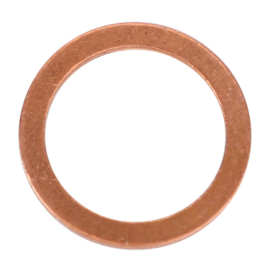 A close-up view of the AGCO Seals - V615881824, which are copper washers with a circular shape and a central hole, commonly used in plumbing and machinery for sealing connections, similar to components found in Fendt Vario and Massey Ferguson tractors.