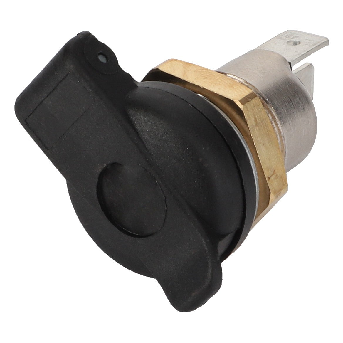 No current product description available. Close-up of an AGCO Electric Socket, model La207068217, featuring a black and metal ignition switch with a key slot and a mounting bracket.