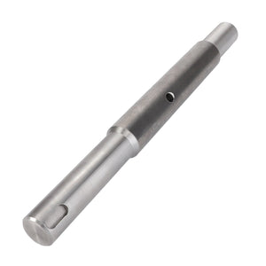 A cylindrical metal shaft with a small hole near its center and flat ends, designed for peak efficiency and maximum uptime, isolated on a white background. This is the AGCO Shaft, Return Elevator - D28580443 by AGCO.