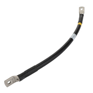 Current Product Description: The AGCO | Negative Cable - Acw355135D by AGCO features a black insulated electrical cable with metal eyelet terminals on both ends. It includes a ring tag and painted markings for easy identification.