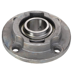 A close-up of the AGCO Bearing Housing - Acx2908640, featuring a round central opening and several mounting holes. This industrial metal component embodies the quality associated with the AGCO brand.