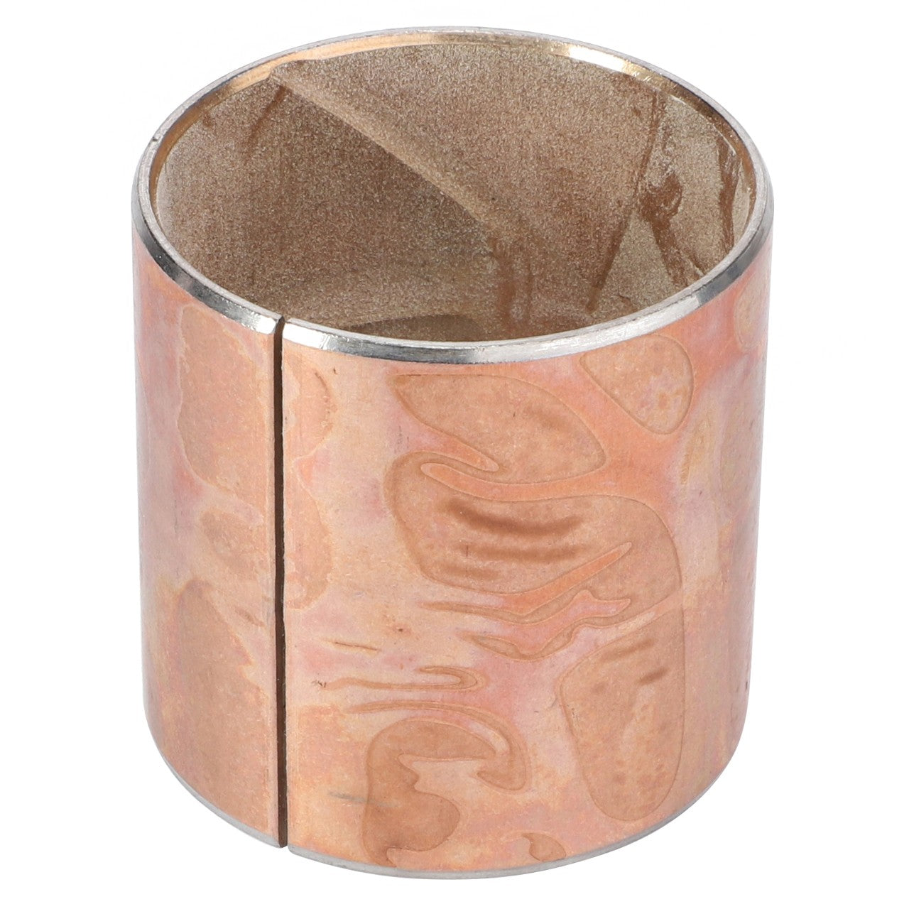 The AGCO Thimble - La320942450, a copper cylindrical object with a side slit and slightly uneven surface texture, is likely used as a bushing or sleeve.