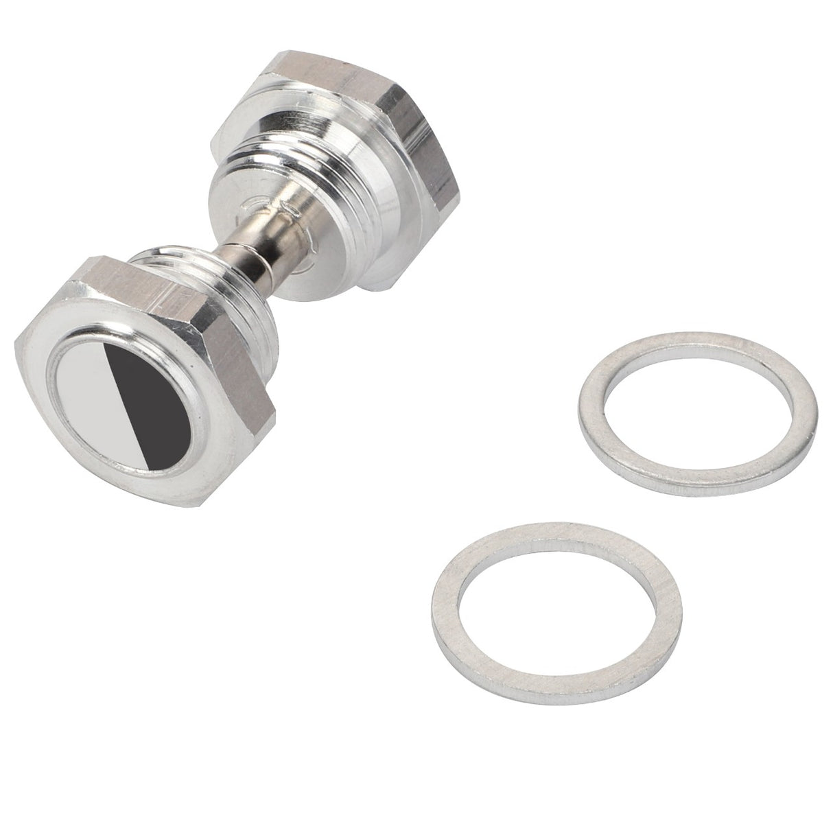 AGCO's Magnetic Plug (La322062500) features a metal hexagonal coupling complete with two washers, expertly engineered for connecting pipes or tubes.