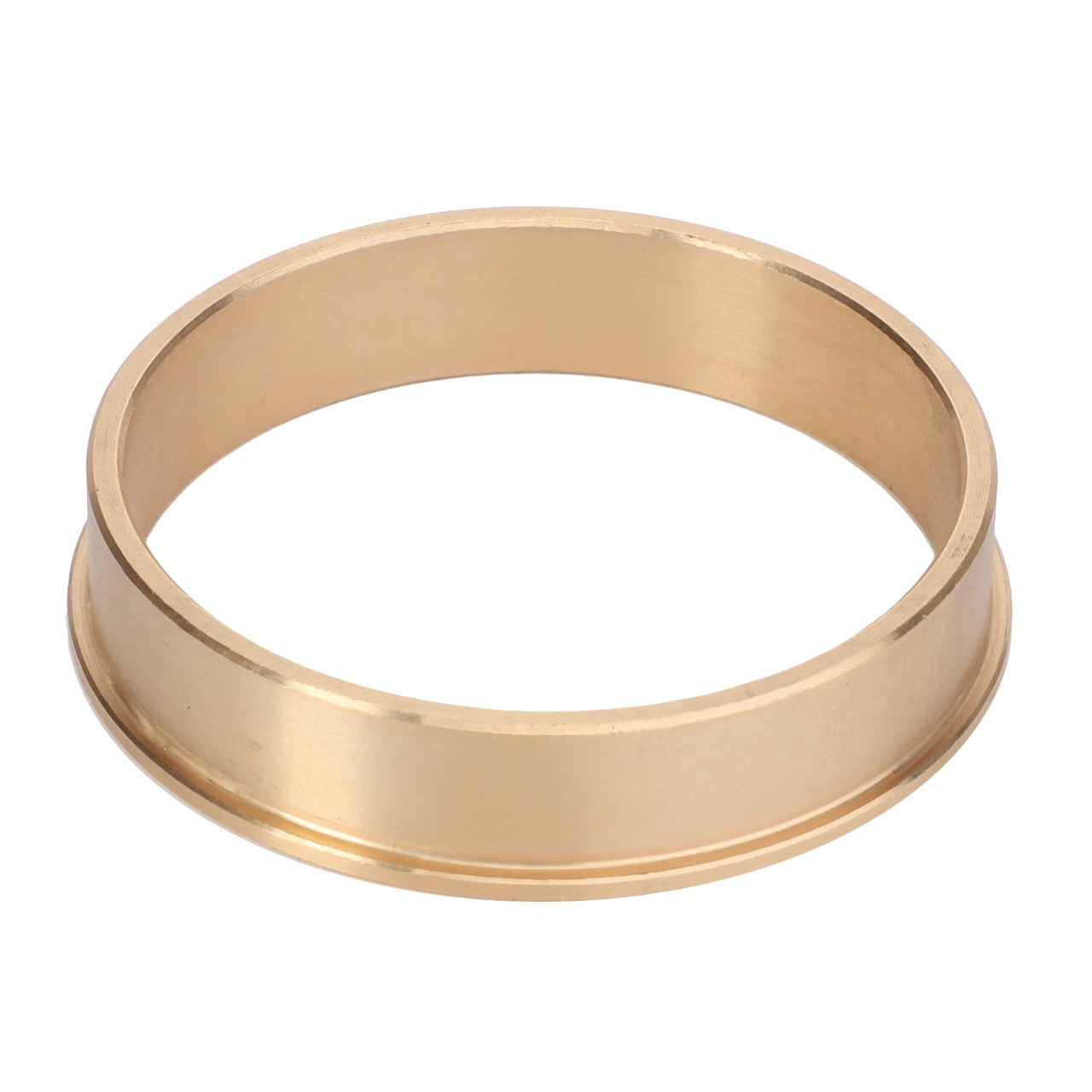 The AGCO Bush - La312939360 by AGCO is a simple gold-colored metal ring featuring a smooth surface, devoid of engravings, and a subtly raised edge. No current product description available.