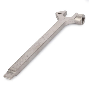 The AGCO Wrench Tool, Shielding Opener Key - Acw1060180, a high-efficiency metal wrench featuring an open-ended side and a box-end side for maximum uptime, is shown on a white background.