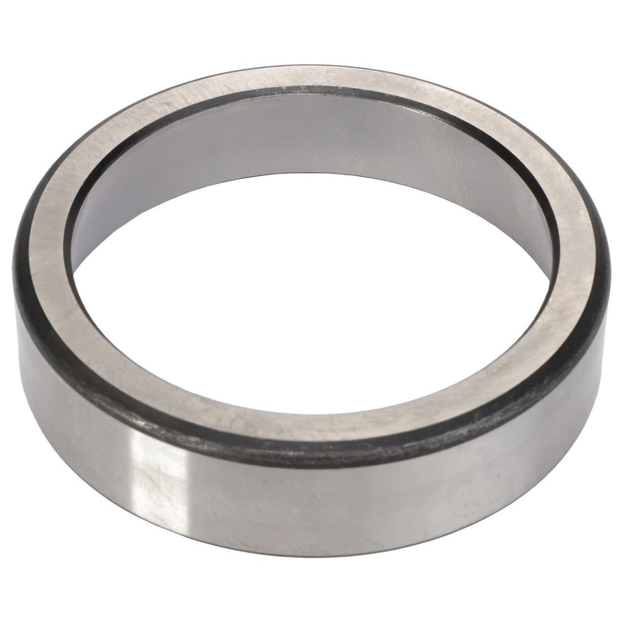 The AGCO | CUP - AG721065, a tapered roller bearing ring by AGCO, features a polished surface and a rubber inner layer. It is engineered to withstand high radial and single direction thrust loads, making it ideal for the off-road industry.