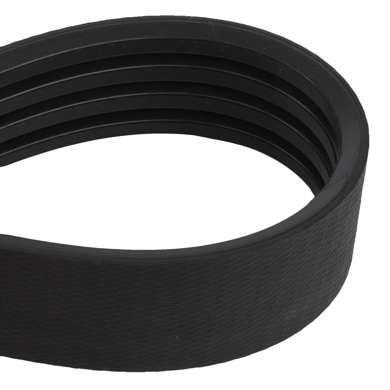 The AGCO | Belt - Acw0365950 is a durable, black, multi-ribbed V-belt featuring a robust looped structure by AGCO.