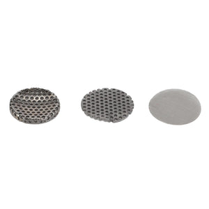 Three AGCO hydraulic filter strainers (Acp0251930) with different mesh patterns arranged in a row on a white background.