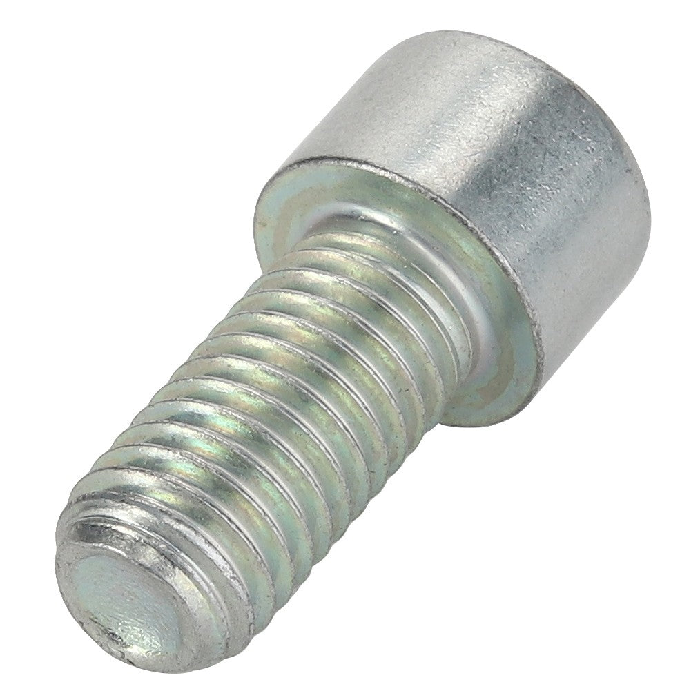 A close-up of the AGCO Hex Socket Head Capscrew - 3009299X1 with a cylindrical head and thread, showcasing its intricate design. No current product description available for this product.