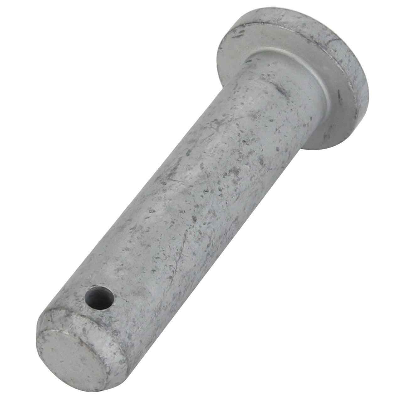 The AGCO Clevis Pin - Acw1066440 is a cylindrical metal pin featuring a wider, flat top and a small hole drilled near the narrow end.