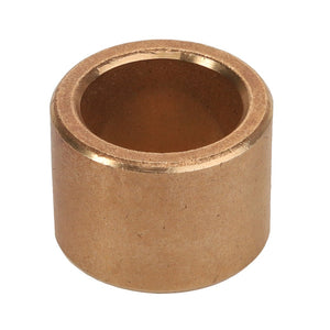 The AGCO | BUSH - D43361000 is a bronze cylindrical bushing featuring a hollow center and beveled edges, with no additional information available.