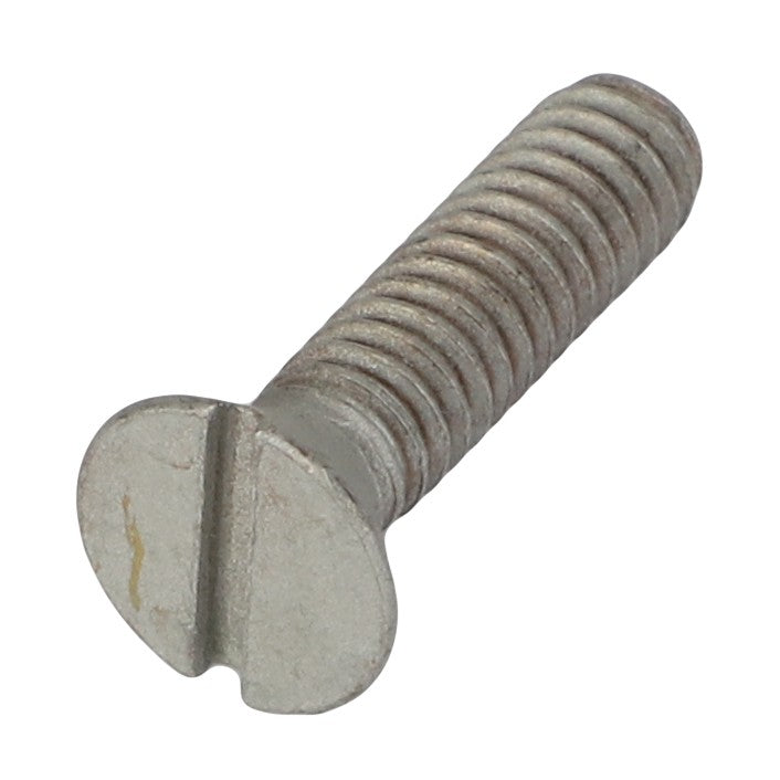 A close-up image of the AGCO | MACHINE SCREW - AG517227, featuring a slotted, flat-head and a threaded metal shaft. No current product description information is available.