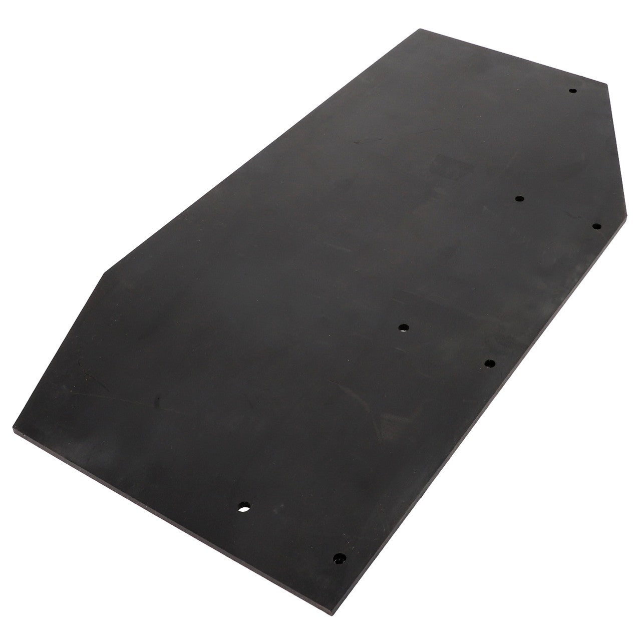 The product is the AGCO | DEFLECTOR - AG325660, a flat, rectangular black rubber sheet with beveled edges and several small round holes. However, there is no additional description information available at the moment.