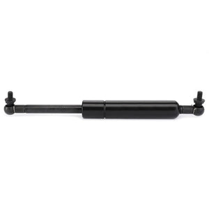 The AGCO Gas Strut, Chassis - H931502021510 is a black hydraulic shock absorber with attachment points on both ends, commonly used in vehicle suspension systems, including Fendt Models and Massey Ferguson Models.