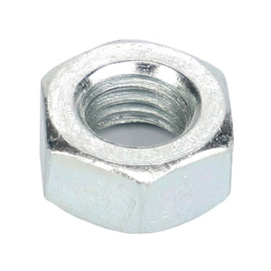 A close-up image of a metallic hexagonal nut with internal threading, typically used to fasten bolts. The silver-colored steel nut is identified as AGCO | Nut - La16100811 by the brand AGCO.