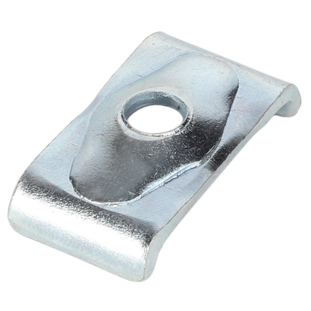 Product Description: AGCO | Pipe Clamp Half - V836324445 is a steel U-nut clip featuring a central hole, ideal for fastening applications. Brought to you by the trusted brand, AGCO.