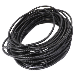 A coiled bundle of black corrugated tubing is displayed on a white background. Product Name: AGCO | Safety Valve Device - F530200050780, Brand Name: AGCO. No current product description available.