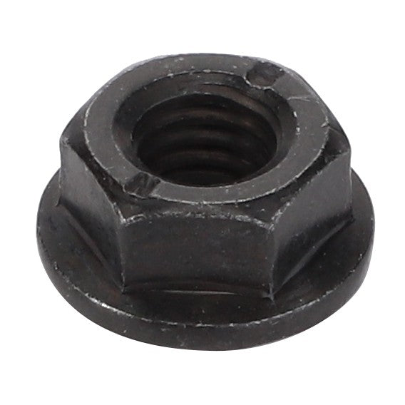 A close-up of an AGCO Hex Flange Nut - Acx2988210 with threading visible inside, sitting on a white background. No current product description information is available for this item.