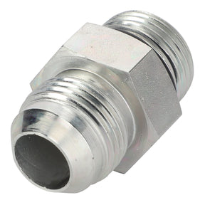 A close-up view of the AGCO | Union - La321961600, a metallic pipe fitting with threaded ends on both sides. No current product description information is available.