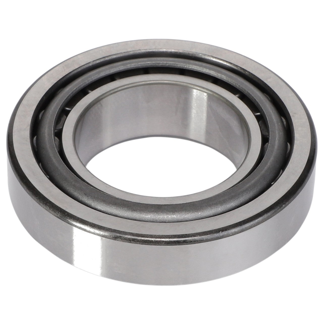 A close-up image of the AGCO Tapered Roller Bearing Assembly - 1110003, featuring an inner and outer ring, commonly used in machinery to reduce friction between moving parts. No current product description available.