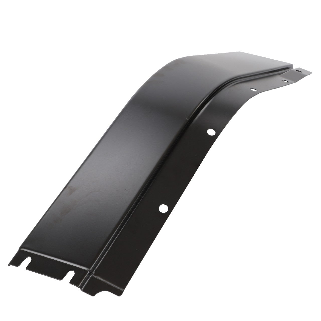 A black, curved metal panel with a smooth finish and several mounting holes along its edges, ideal for Fendt Models, AGCO | Fender, Lower Part (Connected To Upper Part 3815485P92 - 3806537P1.