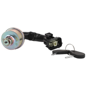 A vehicle ignition switch, AGCO | Ignition Switch - Acp0285940, features a black plastic connector and comes with two attached keys. No current product description available.