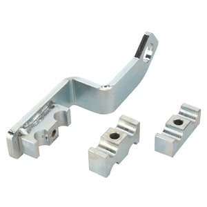 A silver metal bracket with three parts, featuring various cutouts and holes, likely intended for mechanical or industrial use. Product Name: AGCO | Clamp - Acp0422420 by the brand AGCO. No additional product description available.