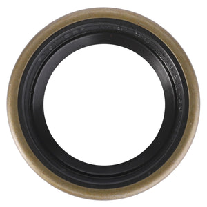 A genuine AGCO Radial Seal Ring (part number 1860011M1), featuring a circular design with a brown metal outer rim and black rubber inner part. Ideal for use in industrial or mechanical applications, this high-quality seal is perfect for Massey Ferguson models, ensuring reliable performance.