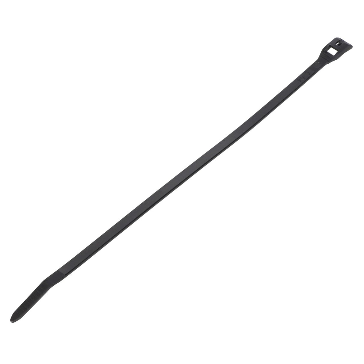 Introducing the AGCO | KIT - ACP0373510 by AGCO: a black cable tie featuring a square-locking head and a tapered end, ideal for bundling and securing wires or objects. For ordering details, please contact our Support Team.