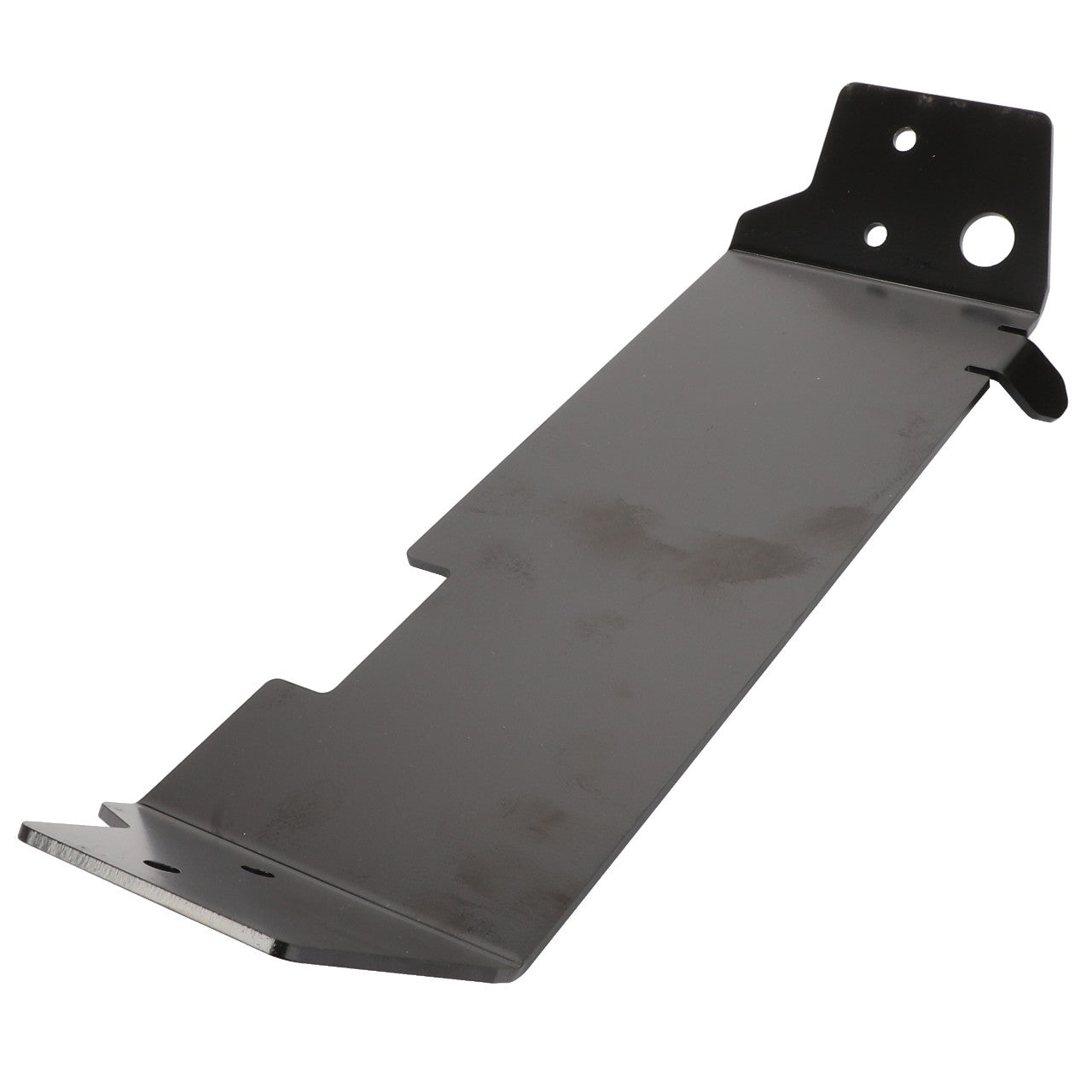 The AGCO Cowl - Acw040589B is a black metal bracket with mounting holes and a slightly angled design. No current product description information is available.