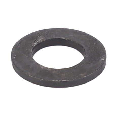 The AGCO | Washer - Vjd0408 is a flat, black metal washer with a central hole of 15.88mm, commonly used in mechanical assemblies to distribute load or prevent wear.