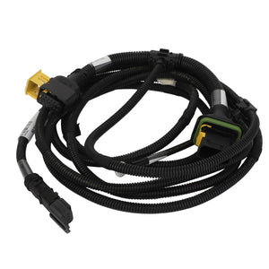 Introducing the AGCO Jumper Harness - Acx2921840, a coiled automotive wiring solution featuring several black and yellow connectors.